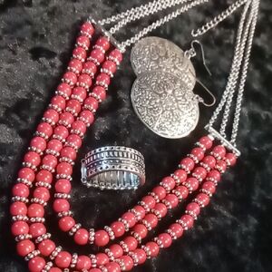 Paparazzi Red and Silver Multi-Strand Necklace